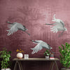 Musafir Beautiful Cranes Maroon Wallpaper