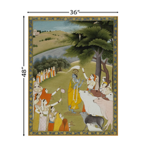 Size of Krishna with Gopies Indian Painting Wall Art Digital Print Poster 36 x 48 inches