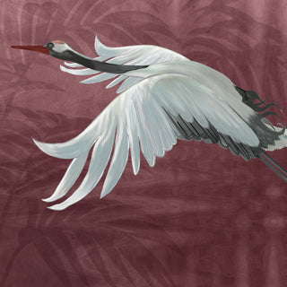 Musafir Beautiful Cranes Maroon Wallpaper