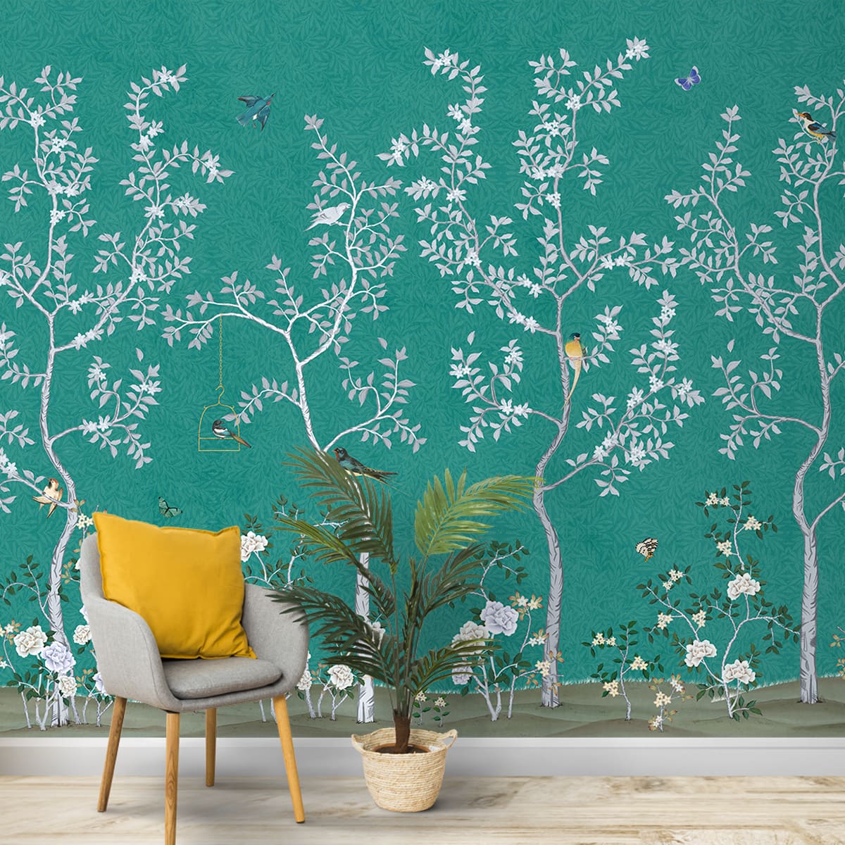 Clarke and Clarke W0173-2 Mallow Teal Wp Wallcovering | The WorkRm