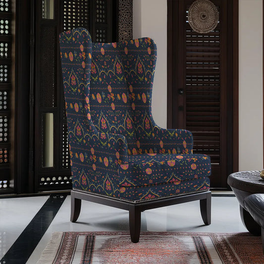Phulkari Sofa and Chairs Upholstery Fabric Blue