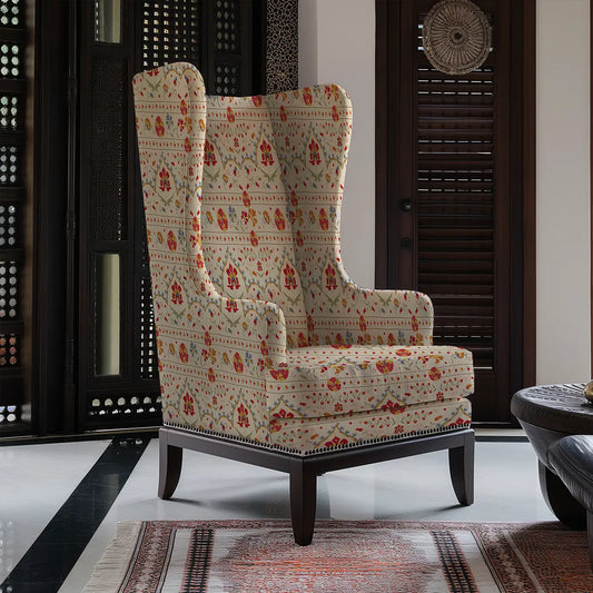 Phulkari Sofa and Chairs Upholstery Fabric Cream