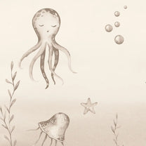 Ocean World, Kids Room Wallpaper, Customised Sepia Color