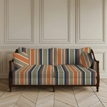 Shop English Style Stripes Sofa and Chairs upholstery Fabric Orange, Green and Blue