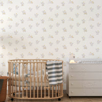 Sleepy Tiny Trunks, Adorable Elephant Design Wallpaper for Kids Room, Yellow