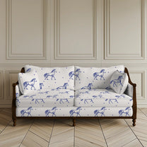 Stallion Sofa and Chairs Upholstery Fabric Blue & White