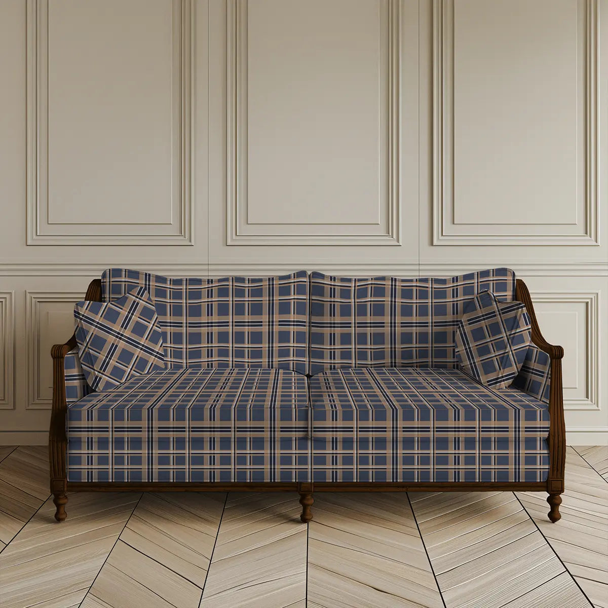 Checkers Geometric Sofa and Chairs upholstery Fabric Blue