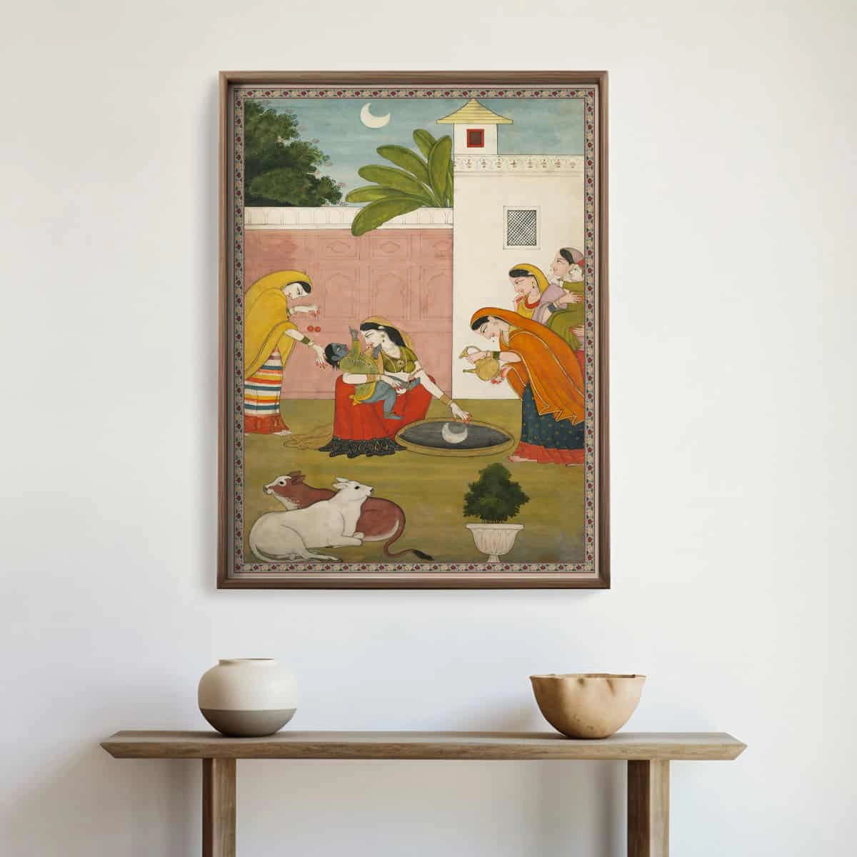 Krishna Vintage Indian Painting Wall Art Digital Print Poster 36 x 48 inches Wall Art for Living Room Decor Wall Art