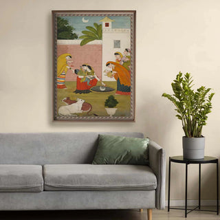 Krishna Vintage Indian Painting Wall Art Digital Print Poster 36 x 48 inches Wall Art for Living Room Decor Wall Art