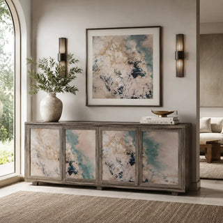A Wardrobe Styled with a Amara Abstract Wallpaper. view-wardrobe
