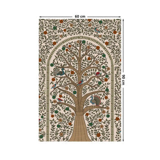 Anant Madhubani Tree of Life Indian Wall Art Digital Print Poster in 60x90cm, inspired by traditional Madhubani artistry with fine botanical patterns.
