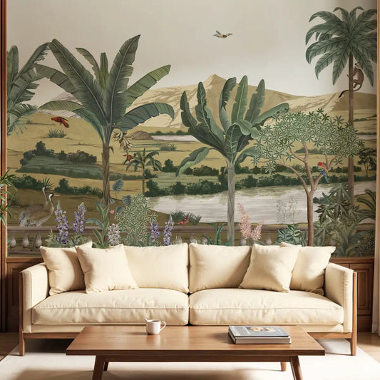 Andaaj, Lush Forest Theme Wallpaper for Rooms, Customised Living Room