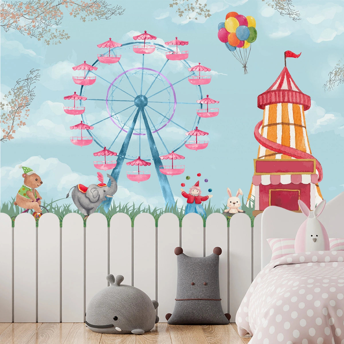 Animal Fun Park, Kids Room Wallpaper