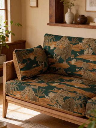 Ranthambore Forest Sofa and Chairs Upholstery Fabric in Green Color