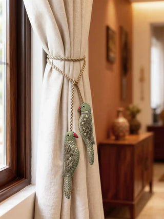 Heer Parrot Embroidered Curtain Tieback