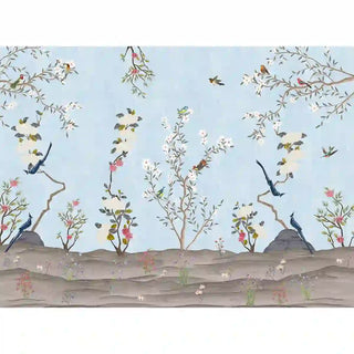 Beautiful Blue Chinoiserie Floral Room Wallpaper, Customised Buy Now 