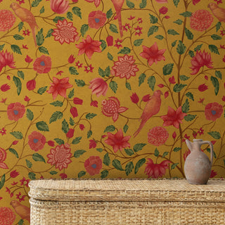 Birds & Floral Pattern Wallpaper for Rooms