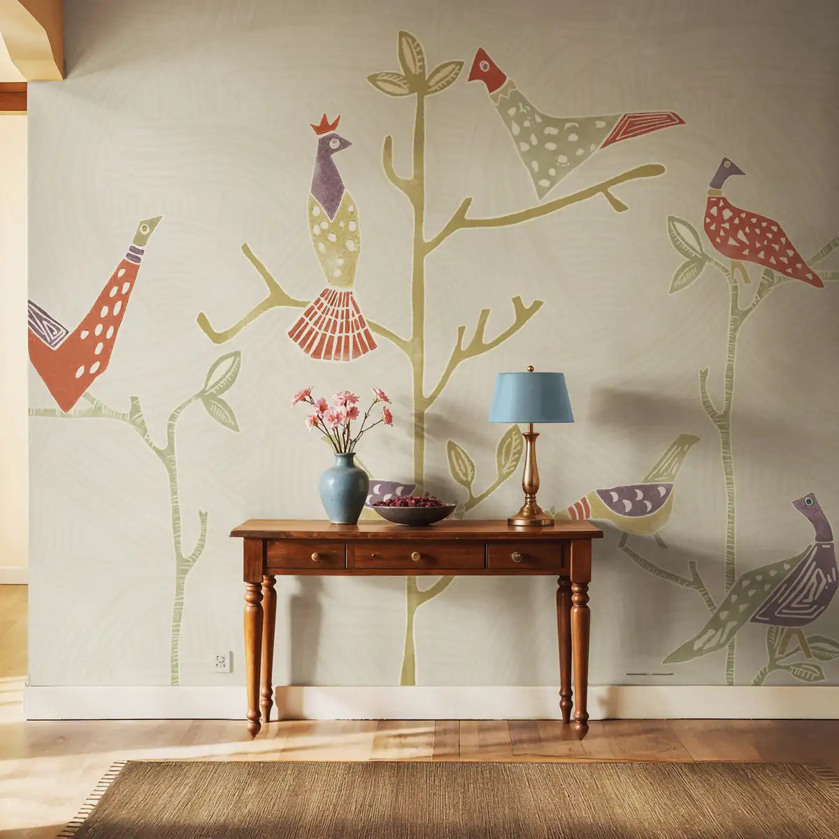 Birds on Branch Abstract Customised Wallpaper for Rooms