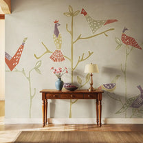 Birds on Branch Abstract Customised Wallpaper for Rooms 