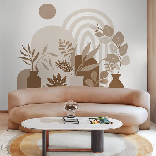 Boho Botanica Abstract Sepia Tone Customised Wallpaper for Rooms