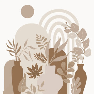 Boho Botanica Abstract Sepia Tone Customised Wallpaper for Rooms Buy Now 