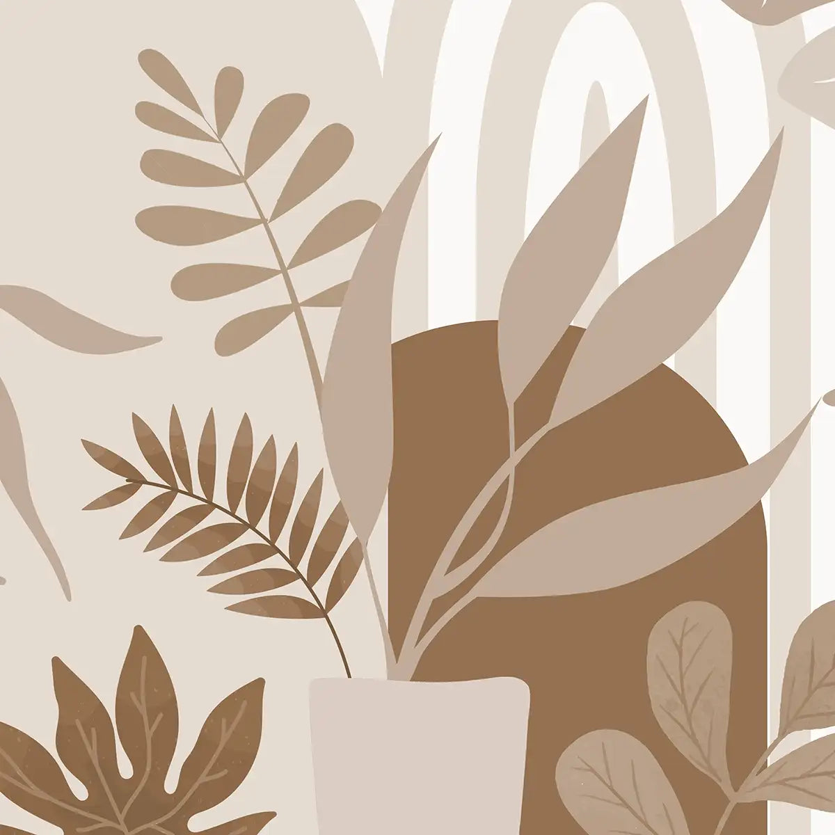 Shop Boho Botanica Abstract Sepia Tone Customised Wallpaper for Rooms By Liencolors 