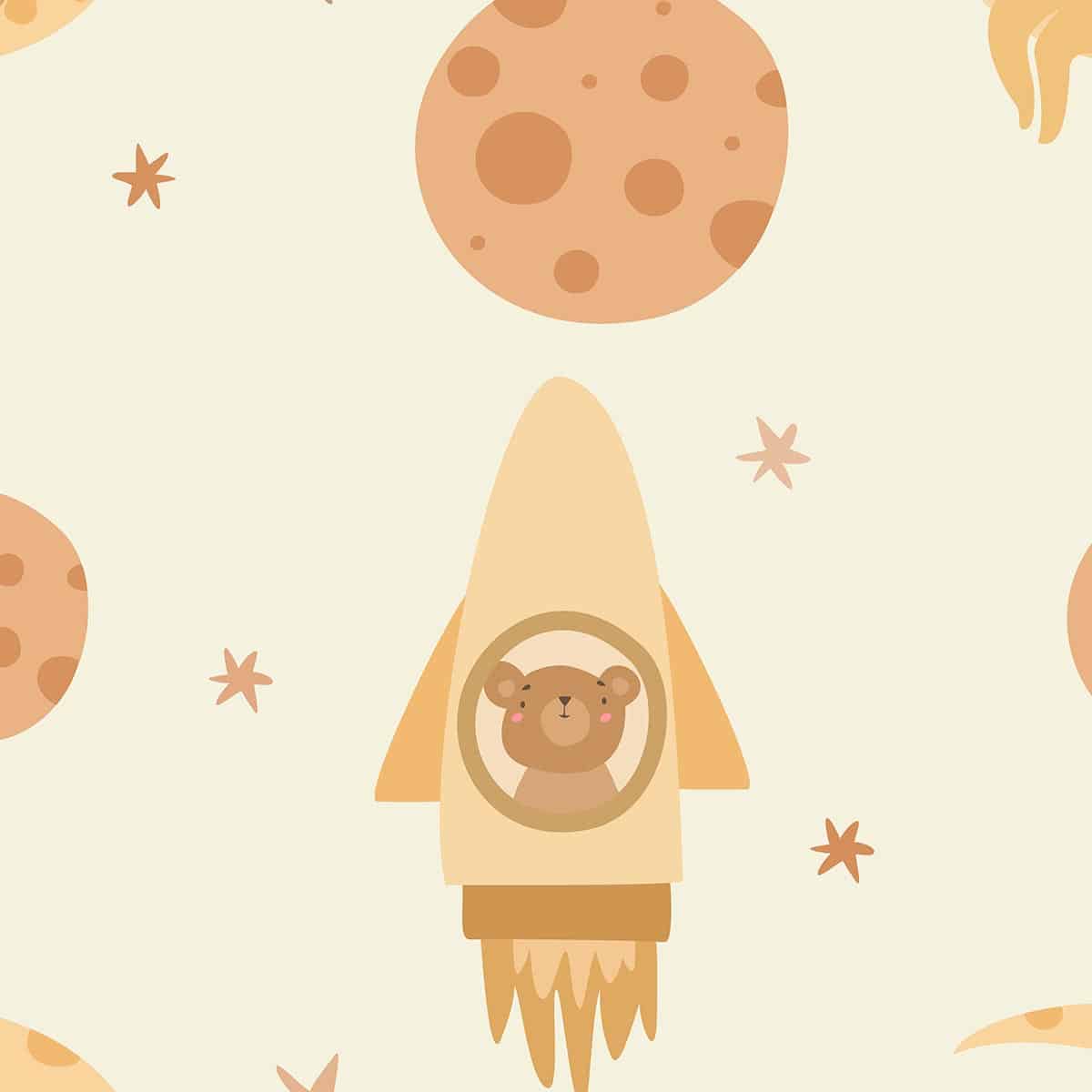Adventures Beyond the Stars, Kids Wallpaper for Walls, Yellow
