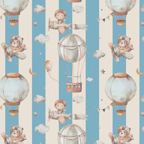 Dreamy Balloon Adventures, Wallpaper Design for Kids, Blue