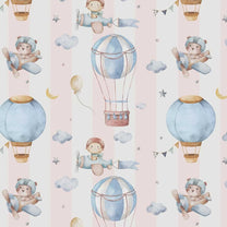 Dreamy Balloon Adventures, Wallpaper Design for Kids, Pink