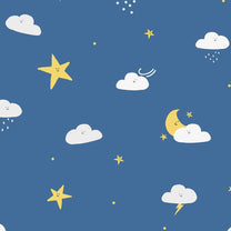 Tiny Clouds, Big Dreams, Kids Room Wallpaper, Blue
