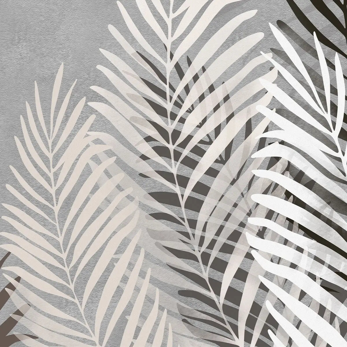 Beige and Grey Background Tropical Leaves Wallpaper, Customised