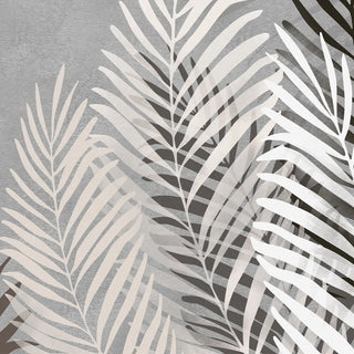 Beige and Grey Background Tropical Leaves Wallpaper, Customised
