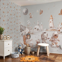 Caramel Smoke Astronaut Adventures Repeat Pattern Kids Area 
