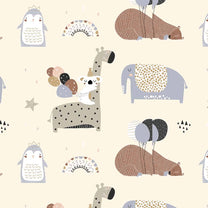 Enchanting Animals Heaven, Wallpaper Design For Kids, Cream
