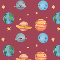 Planetary Playtime, Space Theme Wallpaper for Kids Room, Red