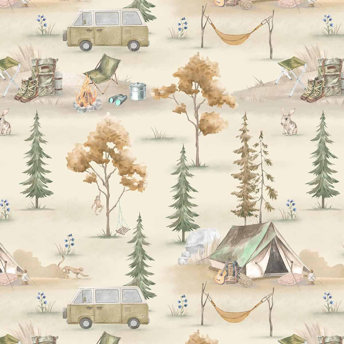 Wildlife Campout in the Jungle, Design for Kids, Autumn