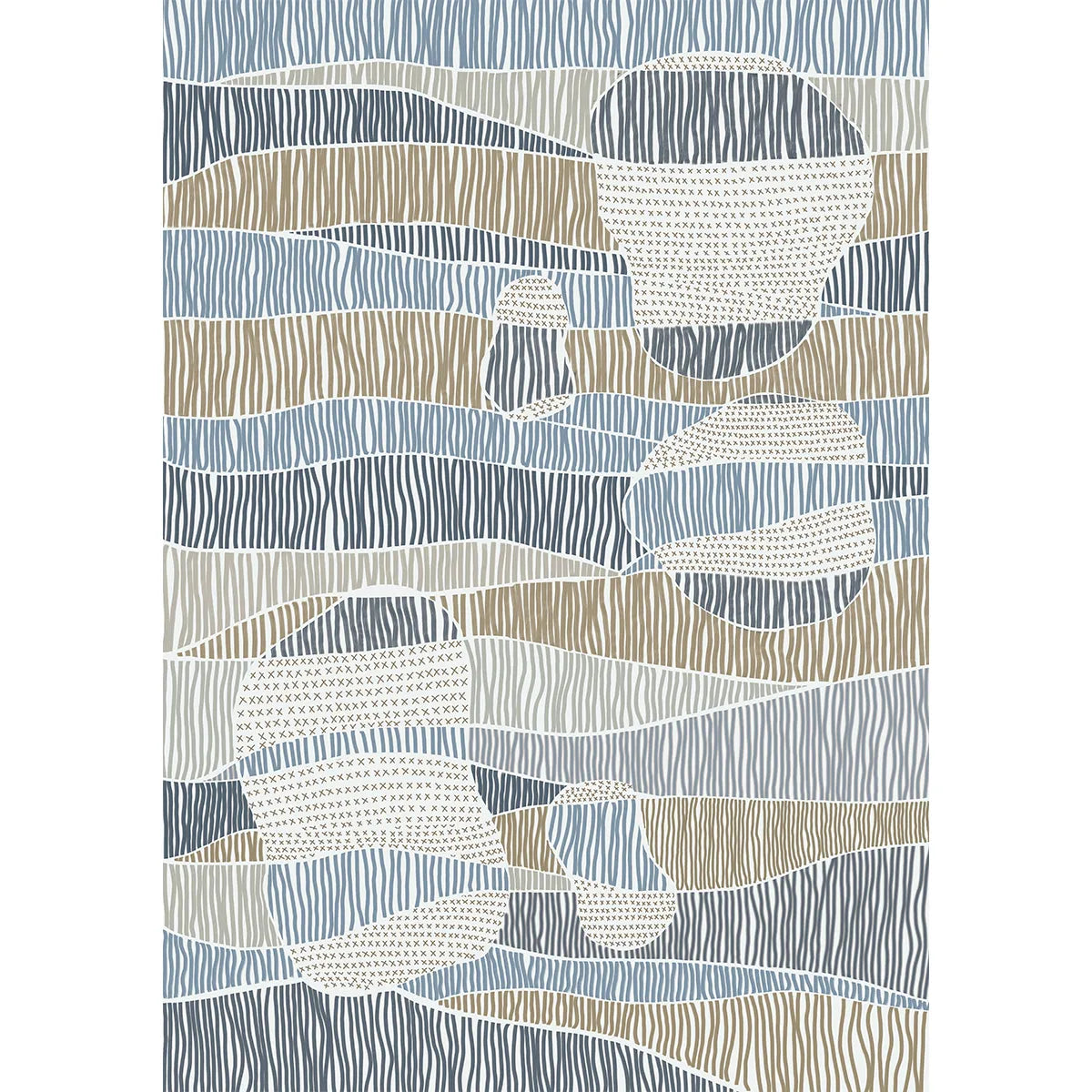 Coastal Strata Abstract Muted Denim Color Customised Wallpaper for Rooms Buy Now 