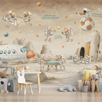 Coffee Bean Cosmic Clubhouse Kids Room Wallpaper