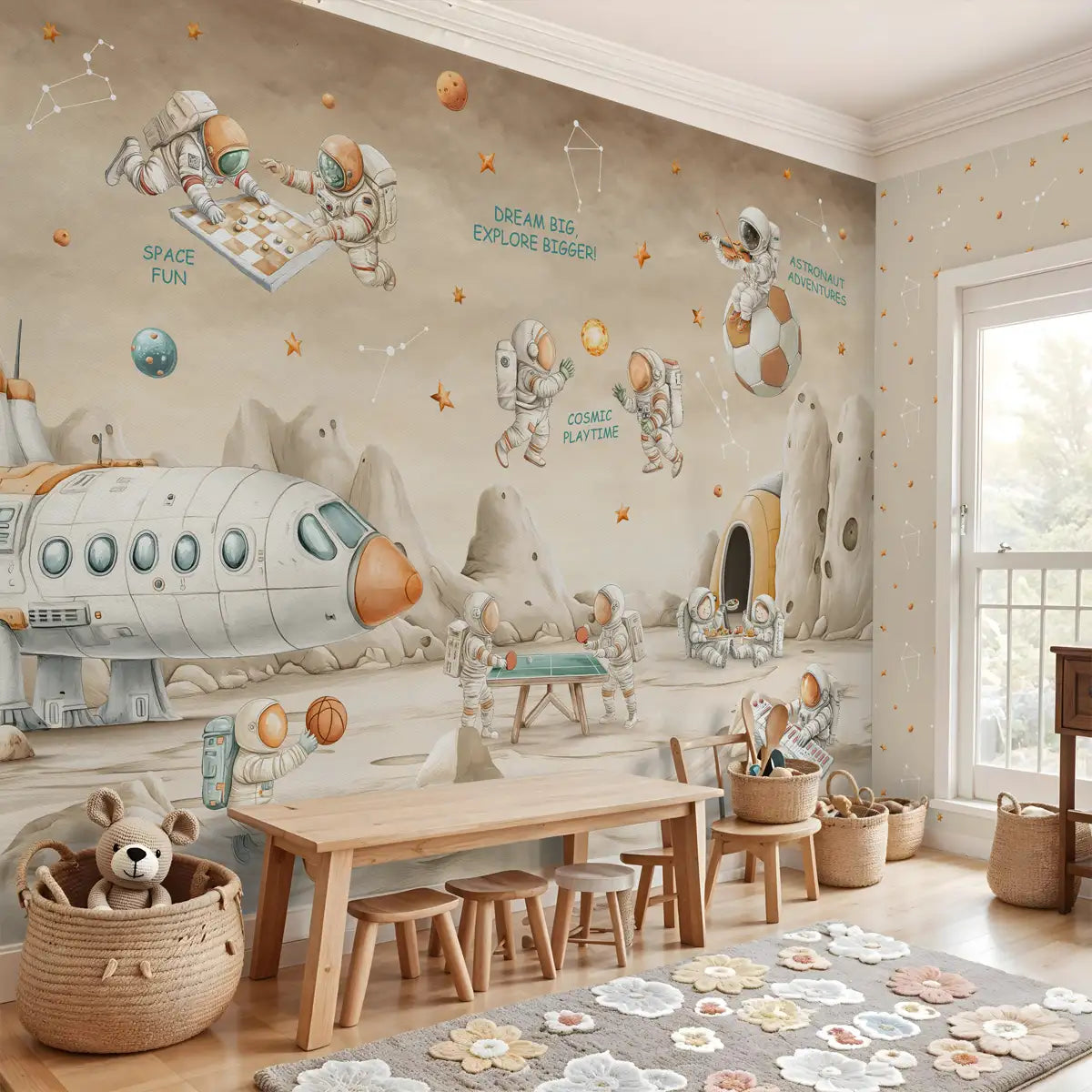 Coffee Bean Cosmic Clubhouse Kids Room Wallpaper