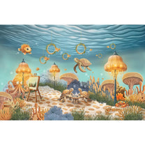 Coral Cafe Dark Blue Underwater Theme Kids Room Customised Wallpaper