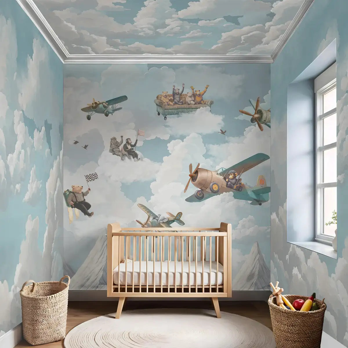 Cotton Candy Blue Skies Kids Room Celling Wallpaper