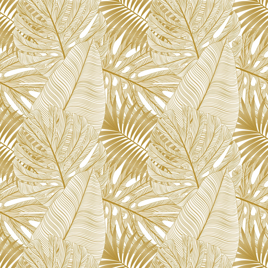 Gilded Greenery Tropical Leafy Splendor Wallpaper for Rooms | Life n Colors
