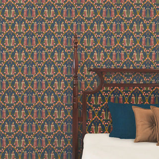 Devotees Indian Wallpaper Roll in Blue Color Bedroom