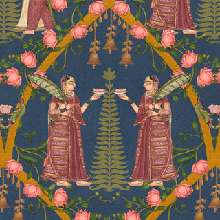 Shop Devotees Indian Wallpaper Roll in Blue Color By Lifencolors