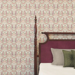 Devotees Indian Wallpaper Roll in Cream Color Bedroom