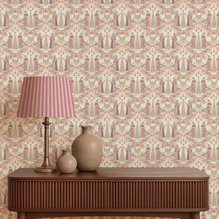 Devotees Indian Wallpaper Roll in Cream Color Living Room