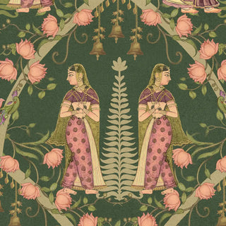 Shop Devotees Indian Wallpaper Roll in Green Color By Lifencolors