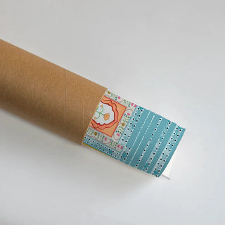 Rolled Dilli Darbar Indian Painting Wall Art Poster with intricate pastel border designs, inspired by Mughal palace corridors, ideal for wall décor or gifting.