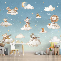 Dreamy Melody in Blue Kids Room Wallpaper Play Area