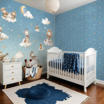 Dreamy Melody in Blue Kids Room Wallpaper